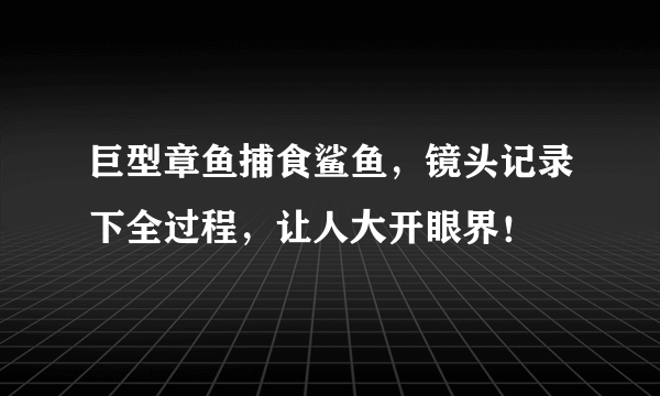 巨型章鱼捕食鲨鱼，镜头记录下全过程，让人大开眼界！