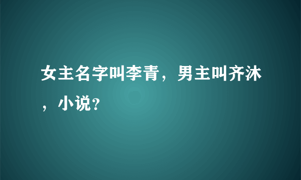 女主名字叫李青，男主叫齐沐，小说？