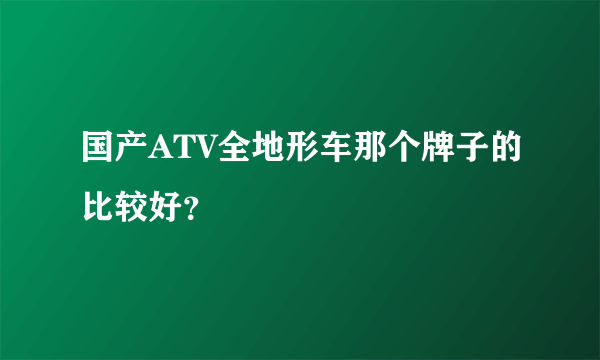 国产ATV全地形车那个牌子的比较好？