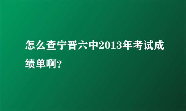 怎么查宁晋六中2013年考试成绩单啊？