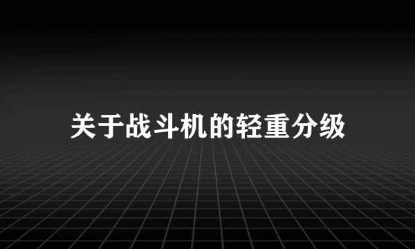 关于战斗机的轻重分级