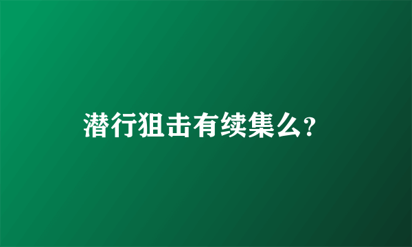 潜行狙击有续集么？