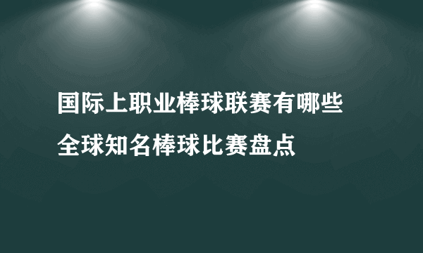 国际上职业棒球联赛有哪些 全球知名棒球比赛盘点