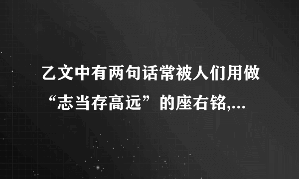 乙文中有两句话常被人们用做“志当存高远”的座右铭,这两句话是:___________________________________________________________________________