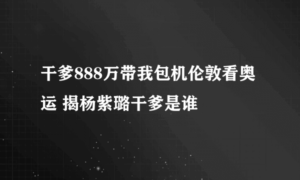 干爹888万带我包机伦敦看奥运 揭杨紫璐干爹是谁