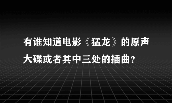 有谁知道电影《猛龙》的原声大碟或者其中三处的插曲？