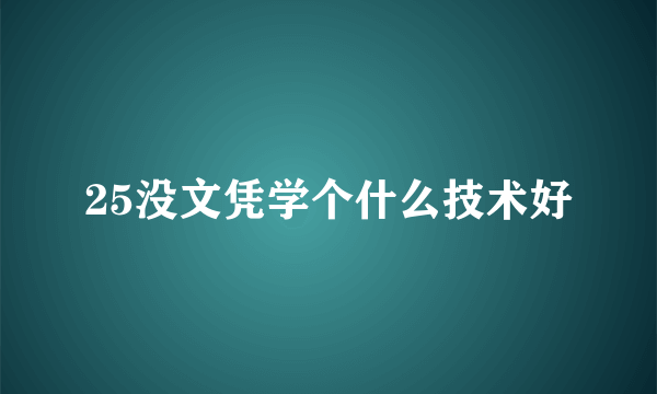 25没文凭学个什么技术好