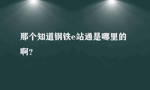 那个知道钢铁e站通是哪里的啊？