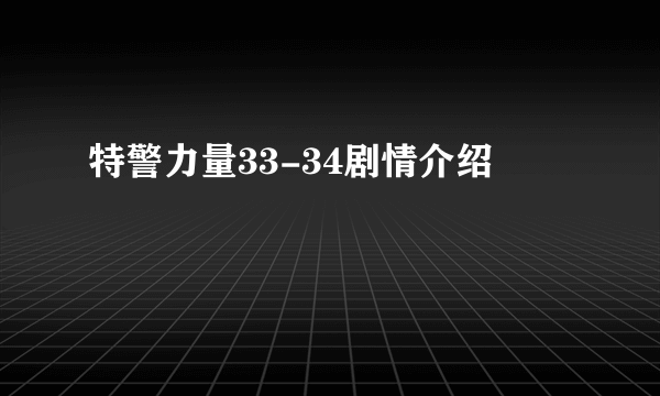 特警力量33-34剧情介绍