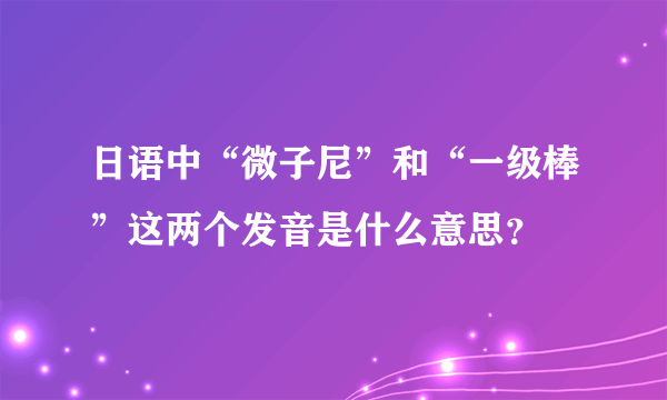 日语中“微子尼”和“一级棒”这两个发音是什么意思？