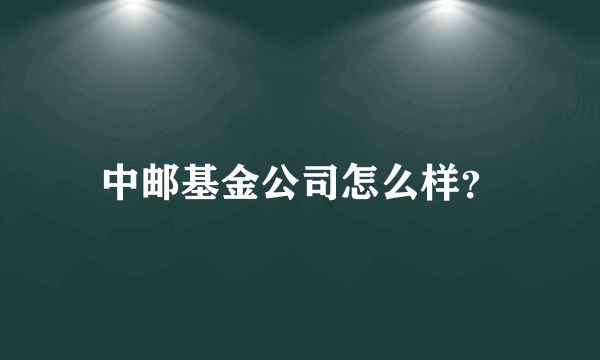 中邮基金公司怎么样？