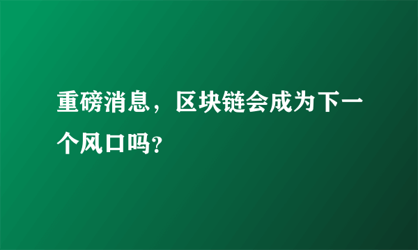 重磅消息，区块链会成为下一个风口吗？