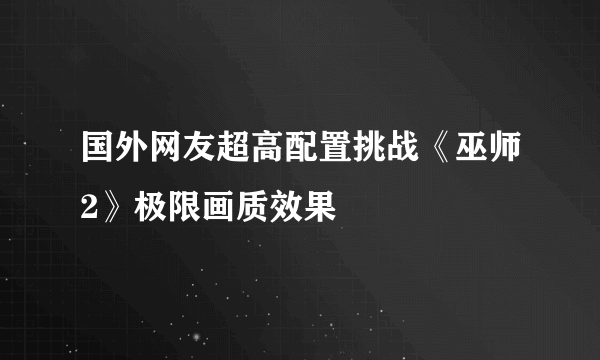 国外网友超高配置挑战《巫师2》极限画质效果