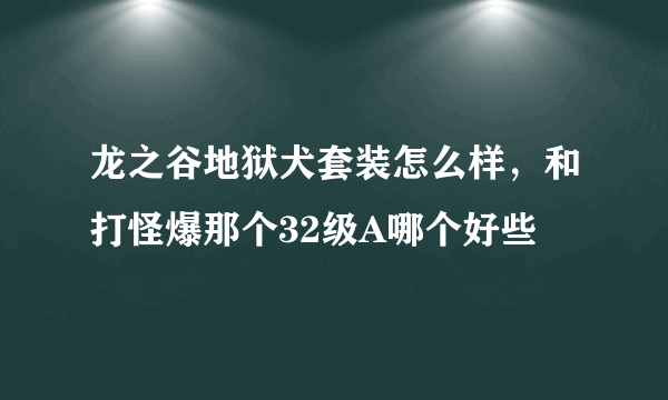 龙之谷地狱犬套装怎么样，和打怪爆那个32级A哪个好些