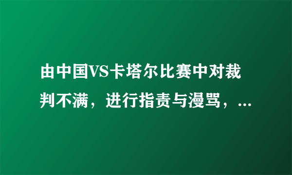 由中国VS卡塔尔比赛中对裁判不满，进行指责与漫骂，中国足协或将遭重罚，对此你怎么看？