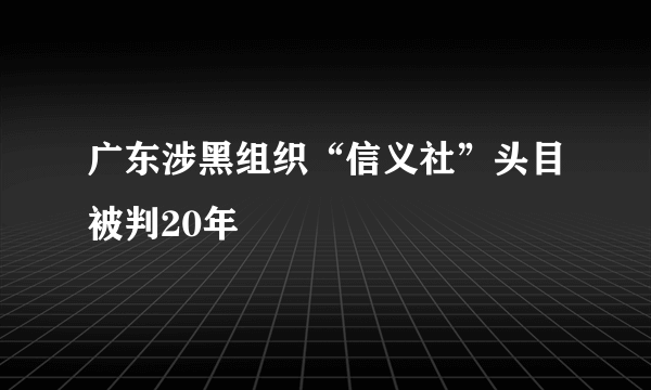 广东涉黑组织“信义社”头目被判20年