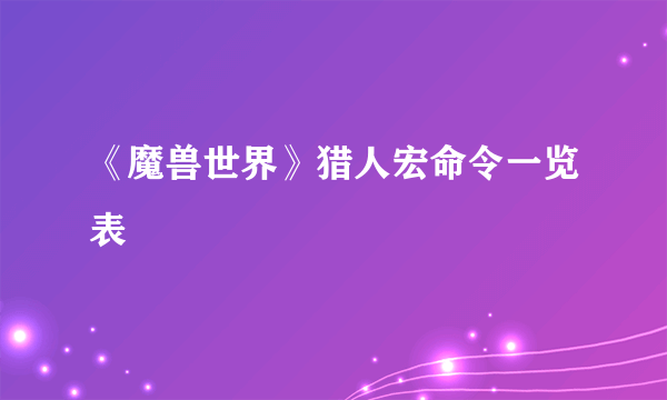 《魔兽世界》猎人宏命令一览表