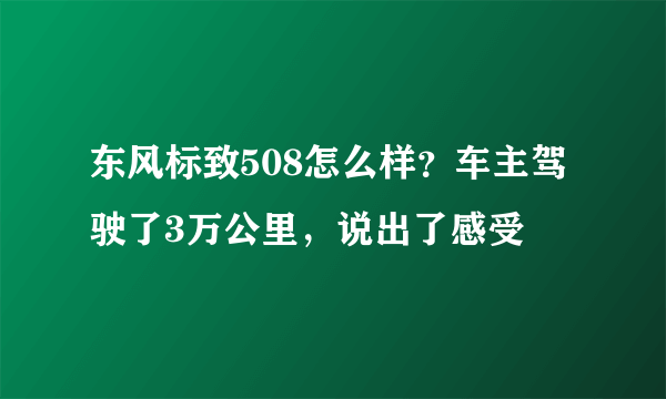 东风标致508怎么样？车主驾驶了3万公里，说出了感受