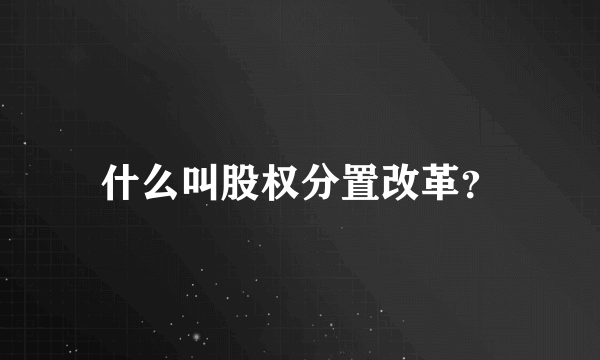 什么叫股权分置改革？