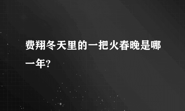 费翔冬天里的一把火春晚是哪一年?