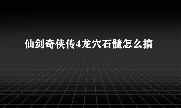 仙剑奇侠传4龙穴石髓怎么搞