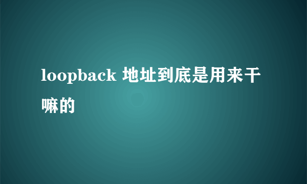 loopback 地址到底是用来干嘛的