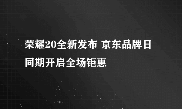 荣耀20全新发布 京东品牌日同期开启全场钜惠