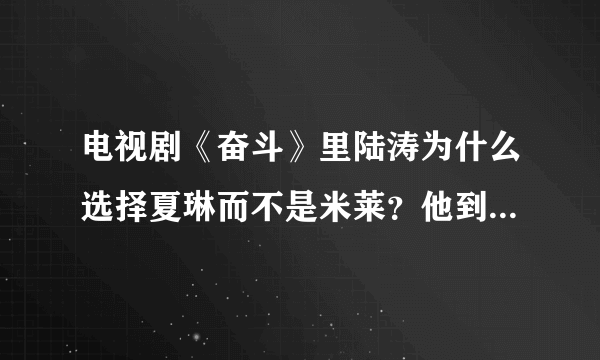 电视剧《奋斗》里陆涛为什么选择夏琳而不是米莱？他到底爱谁？