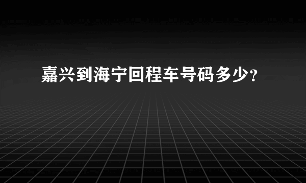 嘉兴到海宁回程车号码多少？