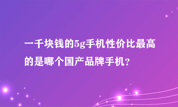 一千块钱的5g手机性价比最高的是哪个国产品牌手机？