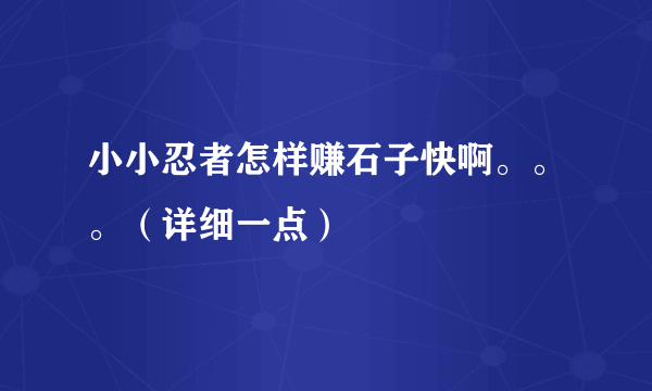 小小忍者怎样赚石子快啊。。。（详细一点）