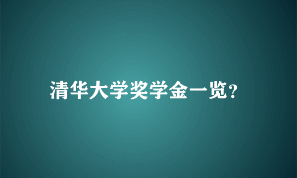 清华大学奖学金一览？