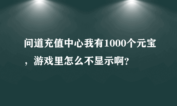 问道充值中心我有1000个元宝，游戏里怎么不显示啊？