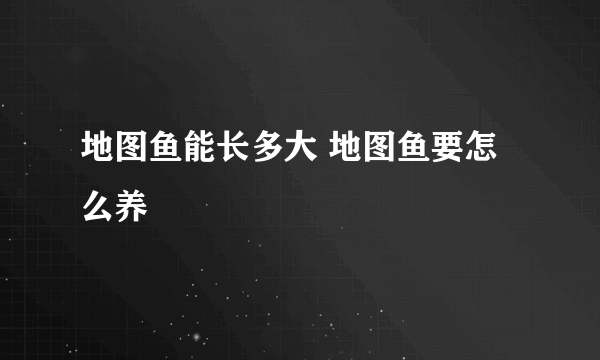 地图鱼能长多大 地图鱼要怎么养