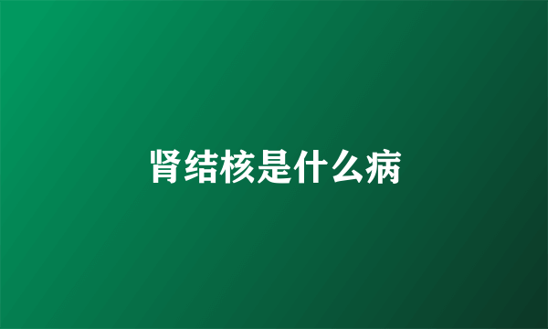 肾结核是什么病