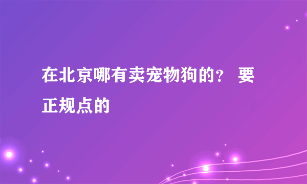 在北京哪有卖宠物狗的？ 要正规点的