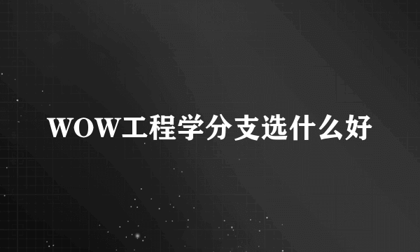 WOW工程学分支选什么好