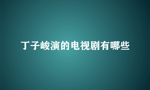 丁子峻演的电视剧有哪些