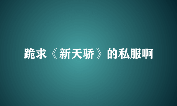 跪求《新天骄》的私服啊