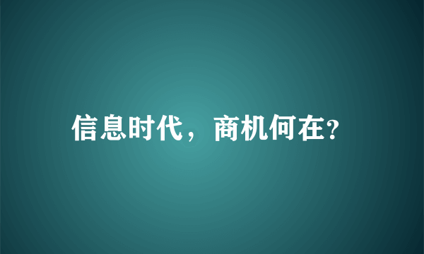 信息时代，商机何在？