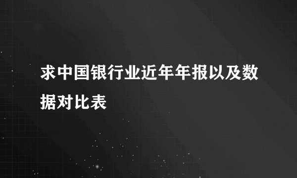 求中国银行业近年年报以及数据对比表