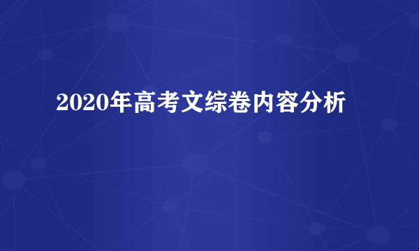 2020年高考文综卷内容分析