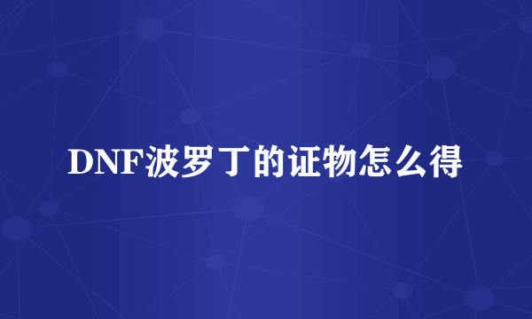 DNF波罗丁的证物怎么得