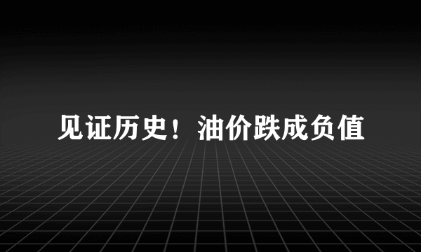 见证历史！油价跌成负值