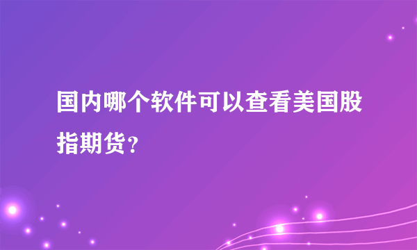 国内哪个软件可以查看美国股指期货？