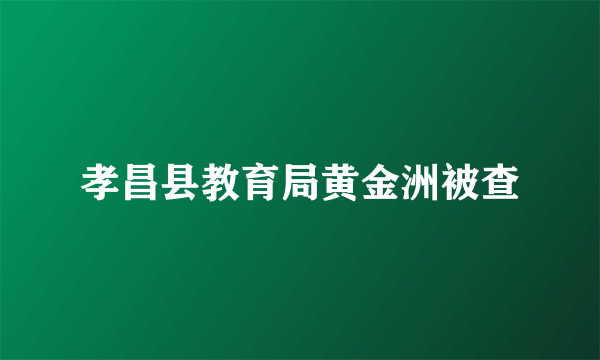 孝昌县教育局黄金洲被查