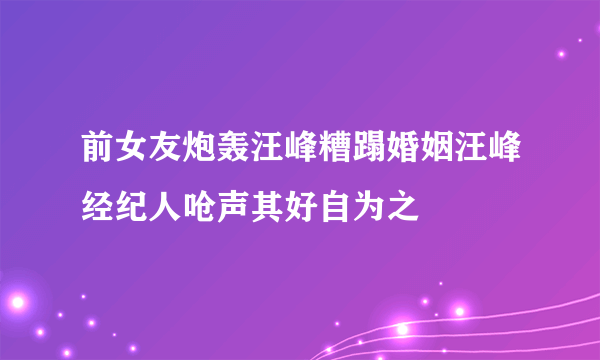 前女友炮轰汪峰糟蹋婚姻汪峰经纪人呛声其好自为之