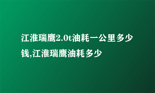 江淮瑞鹰2.0t油耗一公里多少钱,江淮瑞鹰油耗多少