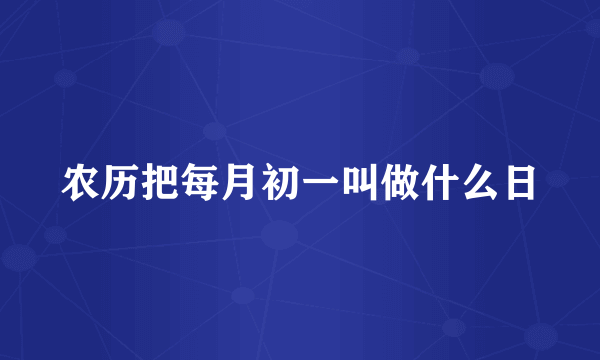 农历把每月初一叫做什么日