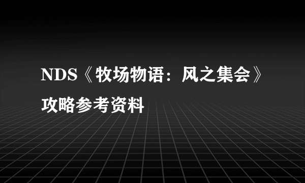 NDS《牧场物语：风之集会》攻略参考资料